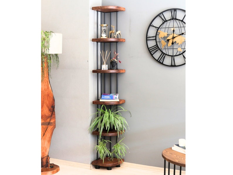 Minimalist Corner Bookcase Solid Wood Corner Bookshelf Etsy