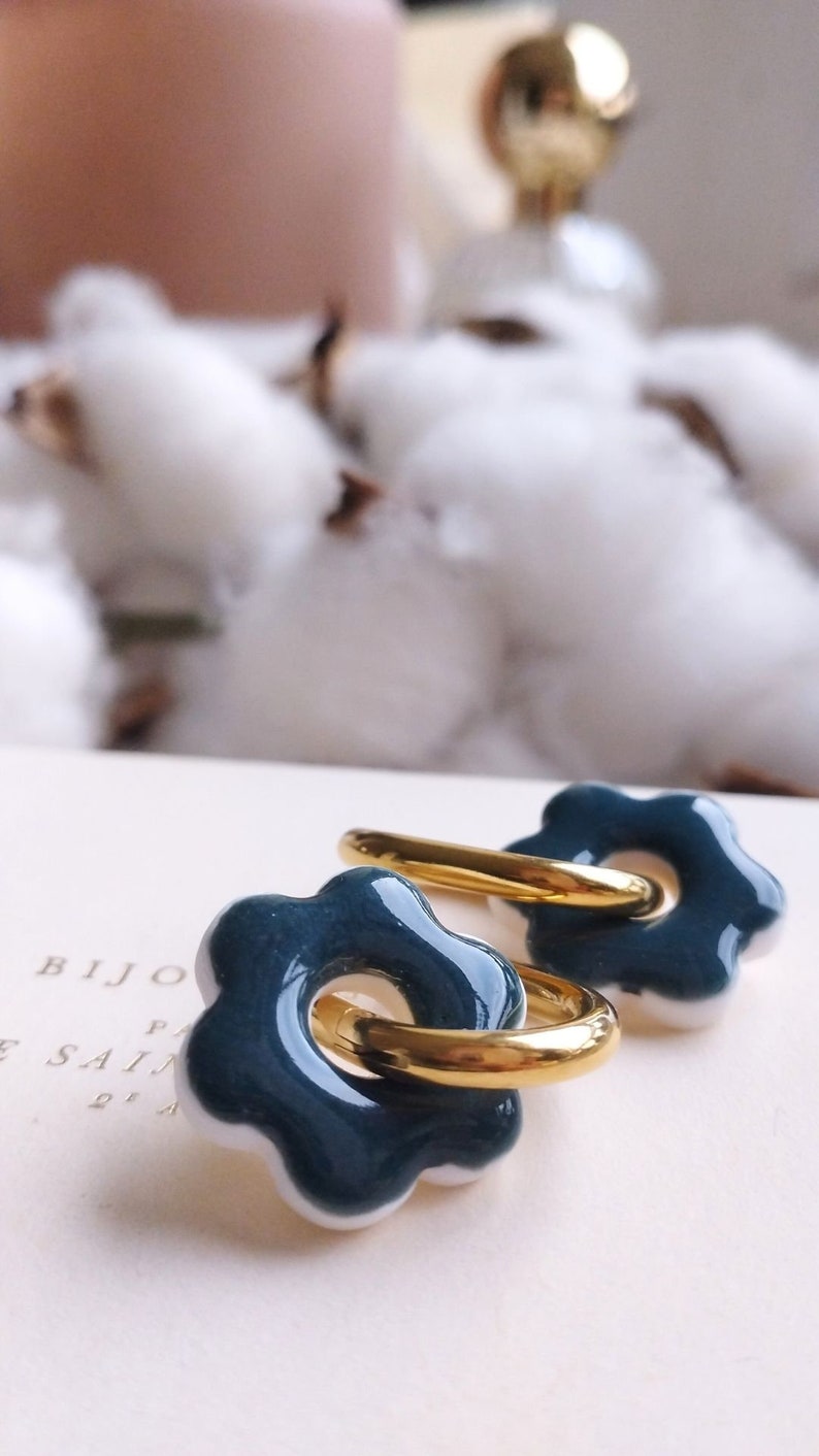 AVA Boucles d'oreilles légères argile de polymère Bleu canard