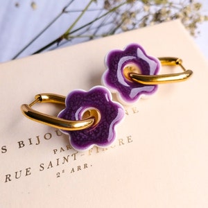 AVA Boucles d'oreilles légères argile de polymère Violet