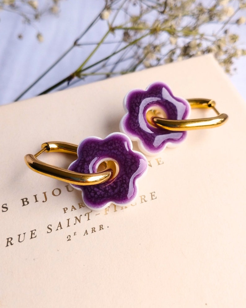 AVA Boucles d'oreilles légères argile de polymère Violet