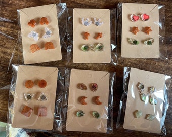 Stud earrings, resin and sea glass stud earrings, resin studs, seaglass studs