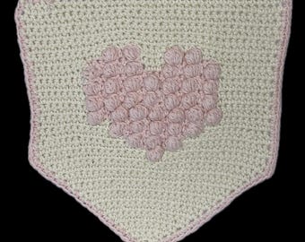 Hanging crochet heart banner, heart banner, hanging banner, crochet heart