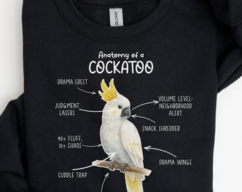 Anatomy Of A Cockatoo Sweatshirt, Cockatoo Shirt, Parrot Lover Gift, Funny Bird Sweatshirt, Australian Parrot Shirt, Birdwatcher Shirt M232