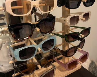 Porte-lunettes de soleil, Présentoir à lunettes de soleil en bois multicouche, Présentoir à lunettes, Porte-bijoux pour plusieurs paires, Décoration de vitrine de lunettes