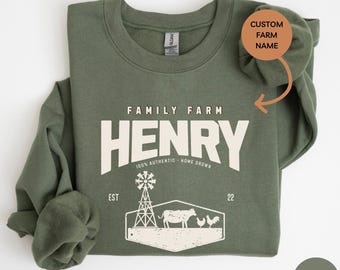 Personalized Family Farm Shirts, Custom Farm Name Sweatshirt, Farming Shirt Gift, Farm Life and Animal Lover Apparel, Gifts for Farmers M005