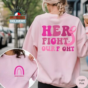 Brustkrebs Sweatshirt, Benutzerdefinierte Brustkrebs Shirt, Pink Ribbon Cancer Support Squad Shirt, Geschenk für Frauen, Krebsbewusstsein Shirts, M039