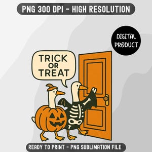 Halloween Goose Trick or Treat PNG, Halloween Silly Goose Clipart, Boy Halloween Goose PNG, Halloween Boy Shirt png, Kids Halloween, Pumpkin