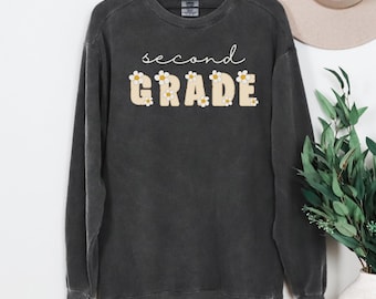 Comfort Colors® Second Grade Teacher Shirt, 2nd Grade Teacher Shirt, Floral 2nd Grade T-Shirt, Elementary School Shirt, Teaching Tee, Q138