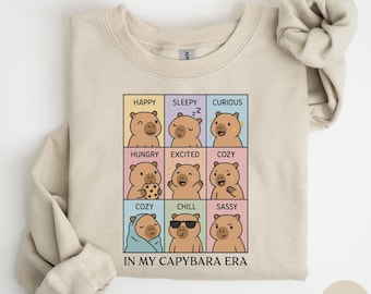 In meiner Capybara Ära Sweatshirt, Pastell Capybara Pullover, gemütliches Kawaii Tier Shirt Geschenk, lustiges Capybra Shirt M253
