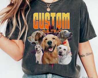 Camiseta pirata vintage con colores personalizados y cómodos para mascotas, foto y nombre de la mascota, retrato de perro personalizado, camiseta personalizada, camiseta vintage personalizada de los 90 P017