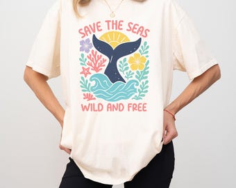 Save the Seas Awareness Shirt, Ocean Conservation T-Shirt, Marine Life Protection Tee, Eco Activist Top, Environmental Cause Gift P254