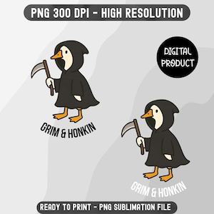 Cute Grim Reaper Goose PNG, Funny Halloween Goose Clipart, Dark Humor Goose Digital Download, Spooky Bird Art Print, Instant Download Design