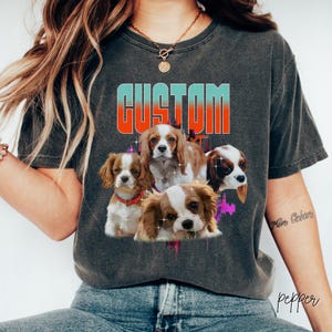Custom Vintage Pet Shirt, Personalized Dog Bootleg Rap Tee, Retro 90s Graphic Pet T-Shirt, Dog Lover Apparel, Custom Pet Face Design, P007