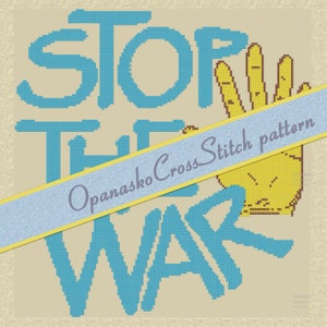 Cross-stitch pattern. Stop the war.