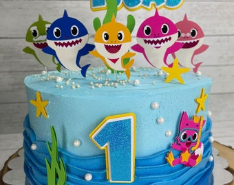 Baby Shark Cake Decorations Etsy
