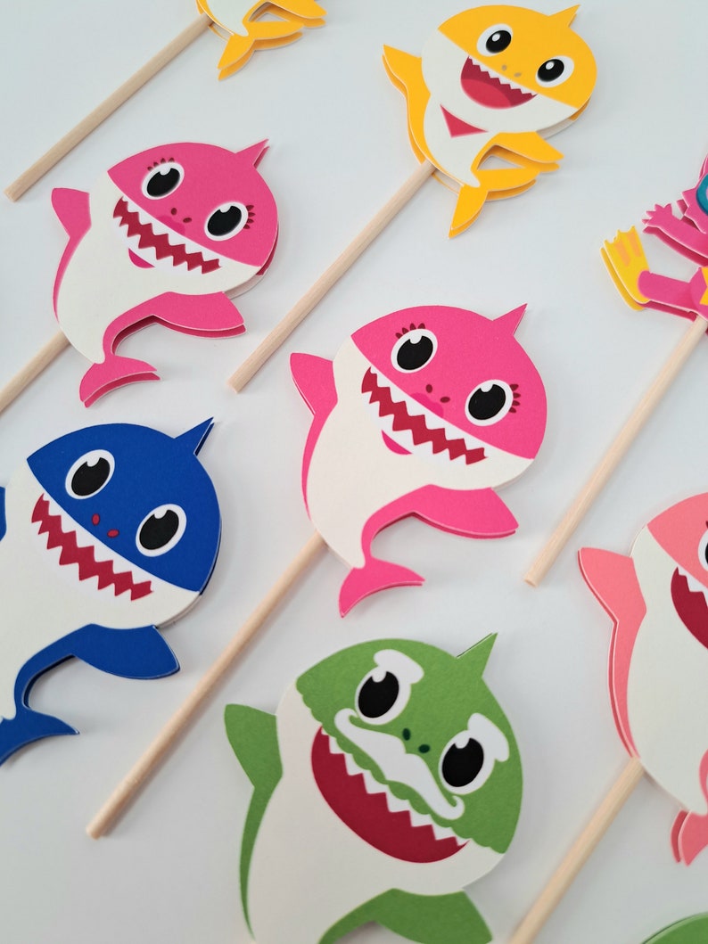 Baby Shark Cupcake Toppers / Baby Shark Party / Baby Shark Etsy