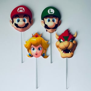 Super Mario Cupcake Toppers / Luigi Cupcake Toppers / Peach Cupcake Toppers / Bowser Cupcake Toppers