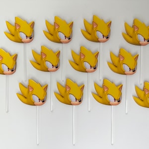Super Sonic Cupcake Toppers / Super Sonic Party / Super Sonic Birthday Party