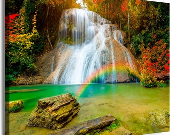 Canvas Pictures Nature Waterfall Autumn Premium Art Print Wall Pictures