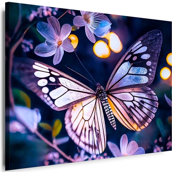 Leinwand Bilder Schmetterlinge Natur Blumen Kunstdruck Wandbilder