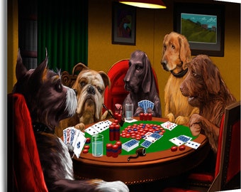 Leinwand Bilder Hunde Poker spielen Tiere Wandbild Modern Kunstdruck