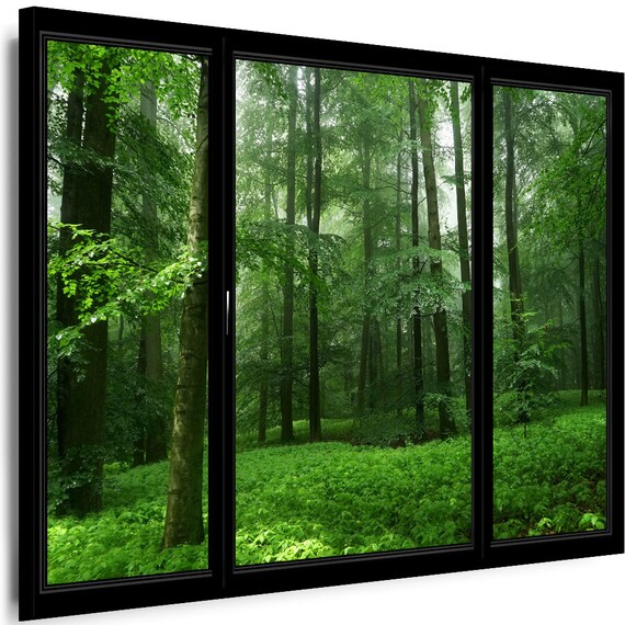 Canvas Pictures Window View Nature Mural Green Forest Window Etsy