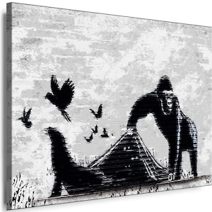 Canvas Pictures Banksy Animals New Work Premium Art Print Wall Pictures