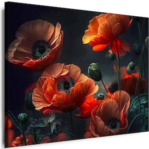 Canvas pictures poppies red nature wall picture modern premium art print