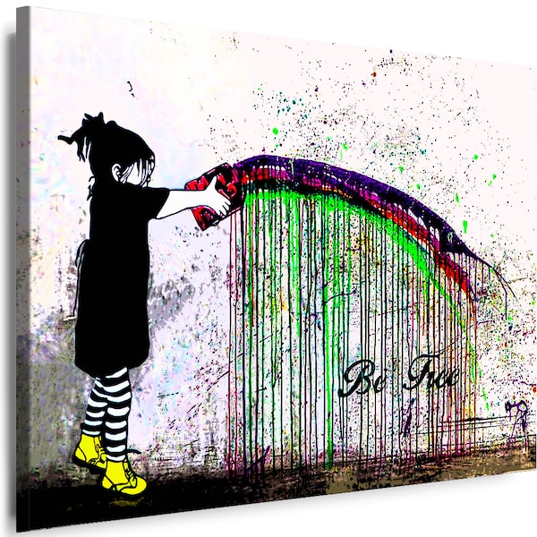 Leinwand Bilder BANKSY Graffiti Street Mädchen Kunstdruck Gemälde Wandbilder