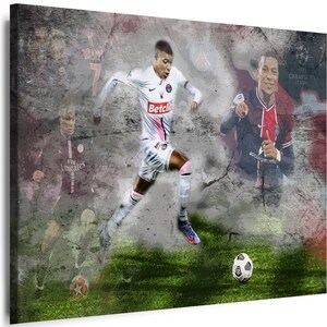 Leinwand Bilder K. Mbappe Sport Fußball Kunst Abstrakt Wandbilder kein Poster