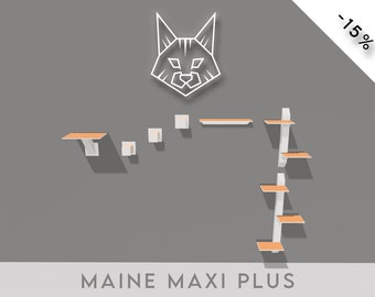 Maine Maxi Plus | Kletterset für Katzen | Wandliege | Wandstufe | Katzenlaufsteg | Katzentreppe