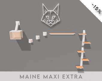 Maine Maxi Extra | Kletterset für Katzen | Wandliege | Wandstufe | Katzenlaufsteg | Katzentreppe