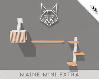 Maine Mini Extra | Kletterset für Katzen | Wandliege | Katzenlaufsteg | Katzentreppe