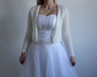 Kate ivory - (Nicht nur) Hochzeitsbolero, lange Ärmel Ivory **versandfertig** XS-XXXL