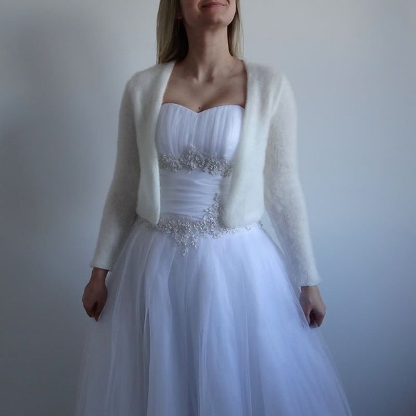 Kate ivory - (Nicht nur) Hochzeitsbolero, lange Ärmel Ivory **versandfertig** XS-XXXL