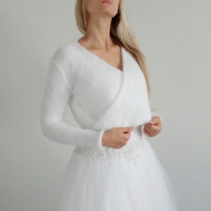 Emma  white - (Not only) wedding bolero, long sleeves White **Ready To Ship** XS-M