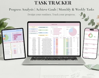 Rastreador de tareas Hoja de cálculo Hojas de cálculo de Google Plantilla de lista de tareas de Excel Administrador de tareas Bloqueo de tiempo Matriz de Eisenhower Tablero Kanban Productividad laboral