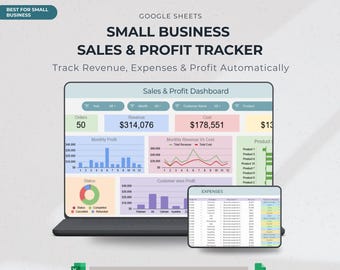 Sales and Order Dashboard Profit and Loss etsy Tracker, Small Business Bookkeeping Automation | Expense & Income Tracker Accounting Template