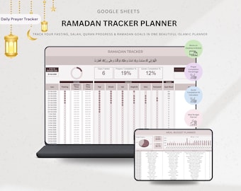 Ramadan Planner 2026 Google Sheets | Ramadan Tracker Spreadsheet | Prayer & Quran Tracker | Fasting Log | Islamic Digital Planner