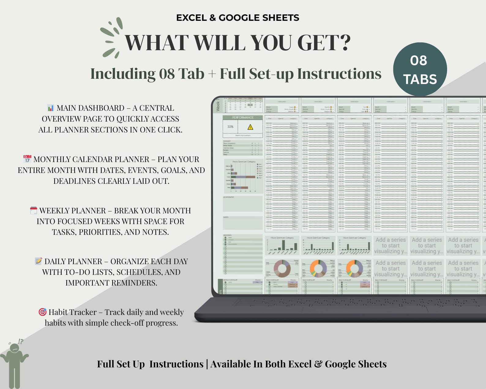 Digital Life Planner Spreadsheet Google Sheets & Notion Template ...