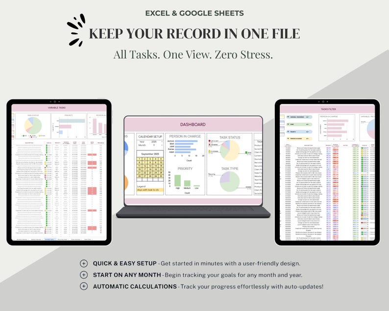 Task Tracker Spreadsheet Google Sheets Excel to Do List Template Task ...