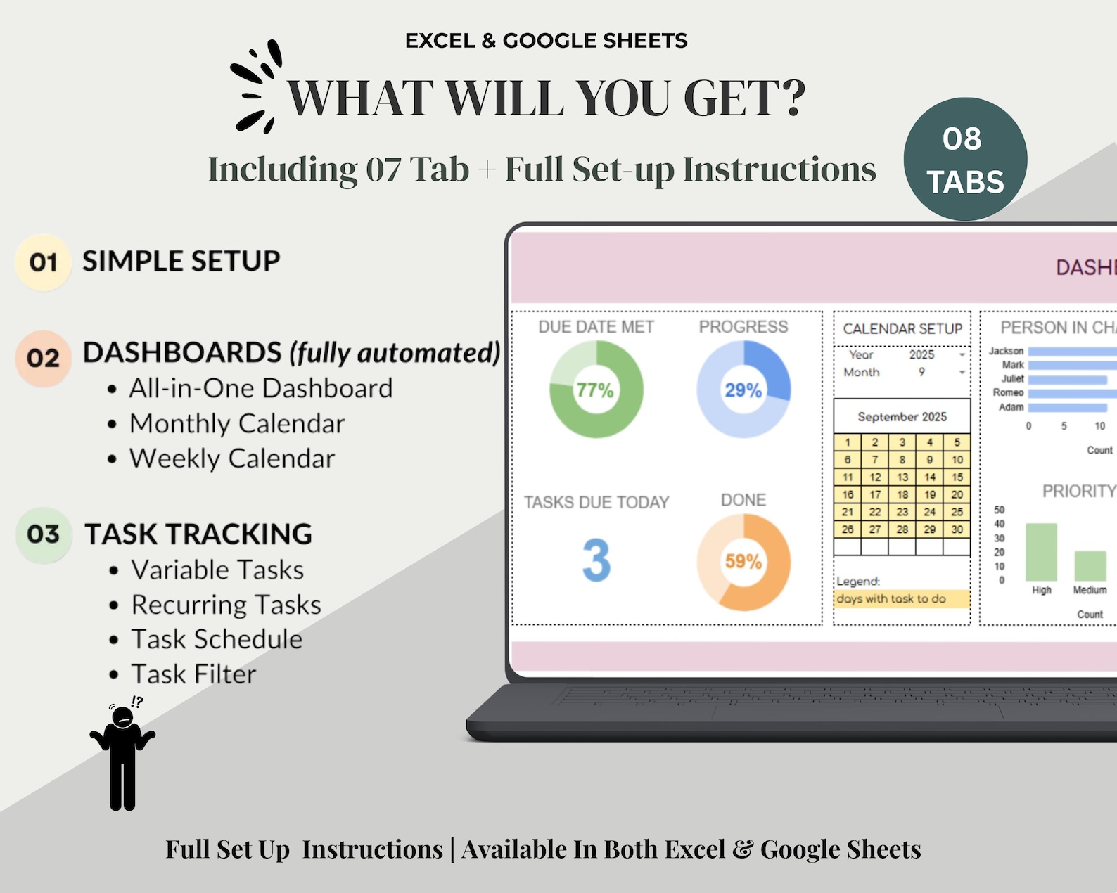 Task Tracker Spreadsheet Google Sheets Excel to Do List Template Task ...