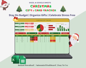 Christmas Gift Tracker Spreadsheet, Holiday Budget Planner (Excel, Google Sheets)