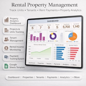 Rental Property Tracker, Real Estate CRM Google Sheets (Digital Download)