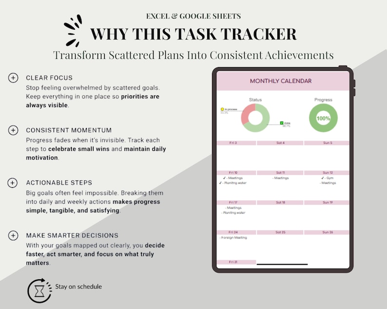 Task Tracker Spreadsheet Google Sheets Excel to Do List Template Task ...