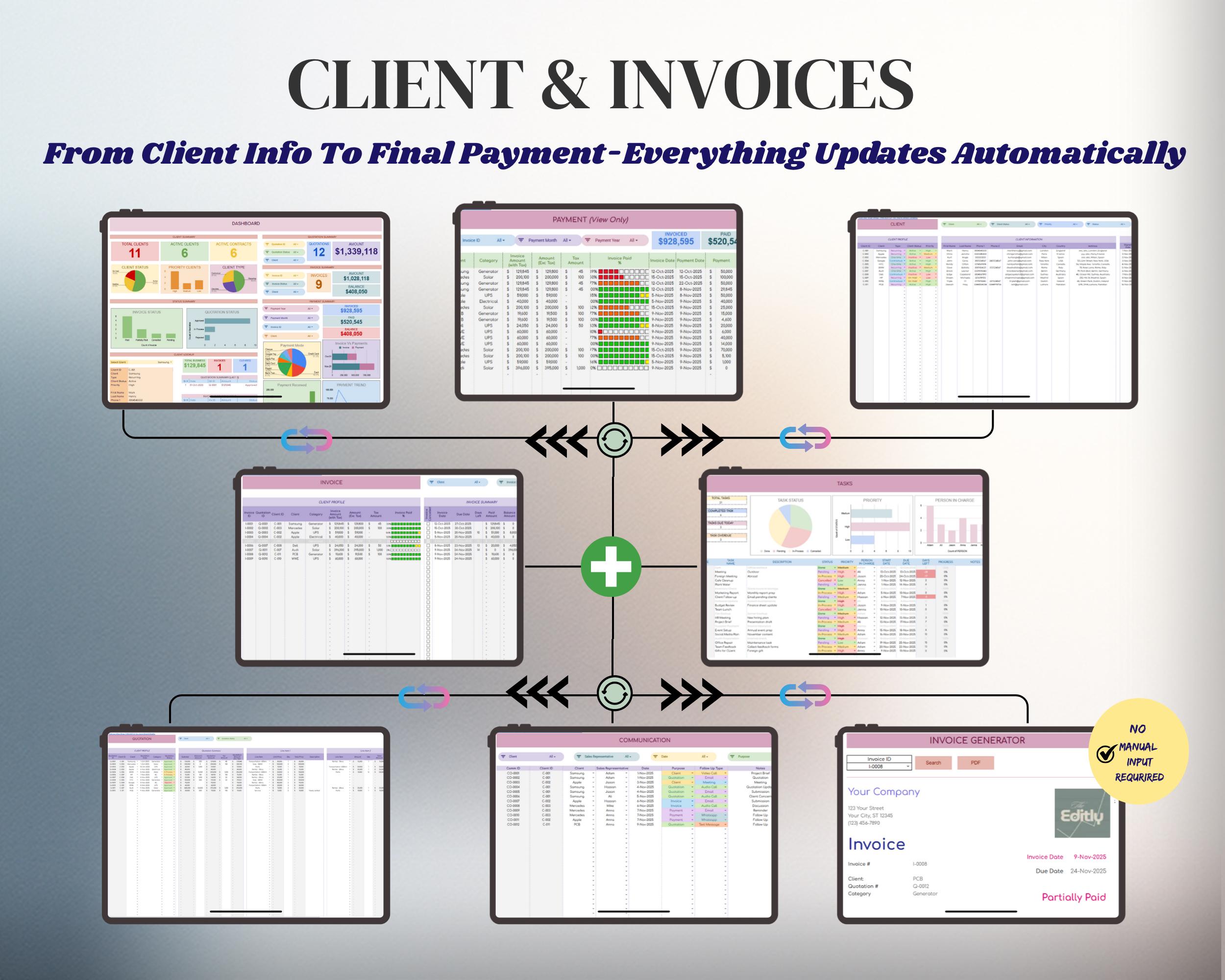 All-in-one Client and Invoice Tracker | Excel and Google Sheets ...