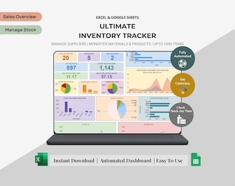Hoja de cálculo de seguimiento de inventario, seguimiento de ganancias para pequeñas empresas, Hojas de cálculo de Google Excel, gestión de inventario, registro de inventario, seguimiento de pedidos de lista