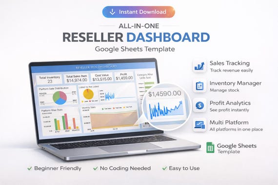 Reseller Spreadsheet Template, Resale Business Planner, Reseller Bookkeeping, Product Inventory Management, Reseller Tools Reseller Tracker