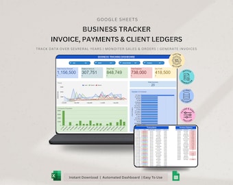 Client & Invoice Tracker Google Sheets Template, Invoice  Payment Log Spreadsheet, Small Business CRM Freelancer Bookkeeping, print Invoice