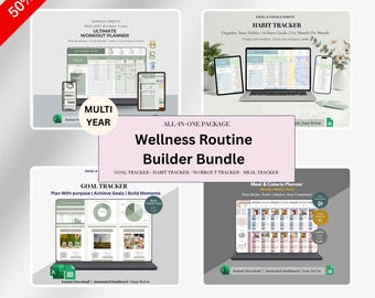 All-In-One Life Planner Google Sheets  | Habit Tracker Spreadsheet, Workout & Meal Planner, Goal Tracker Dashboard, Health Routine Tracker